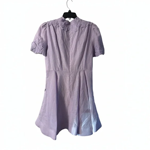 Antonio Melani Linen Floral Applique Dress Lavender Fit & Flare Size 12 - Picture 2 of 7